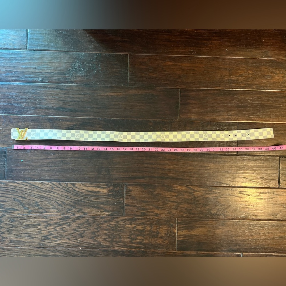 LOUIS VUITTON Gold and Cream Damier Plaid Belt - Picture 7 of 7